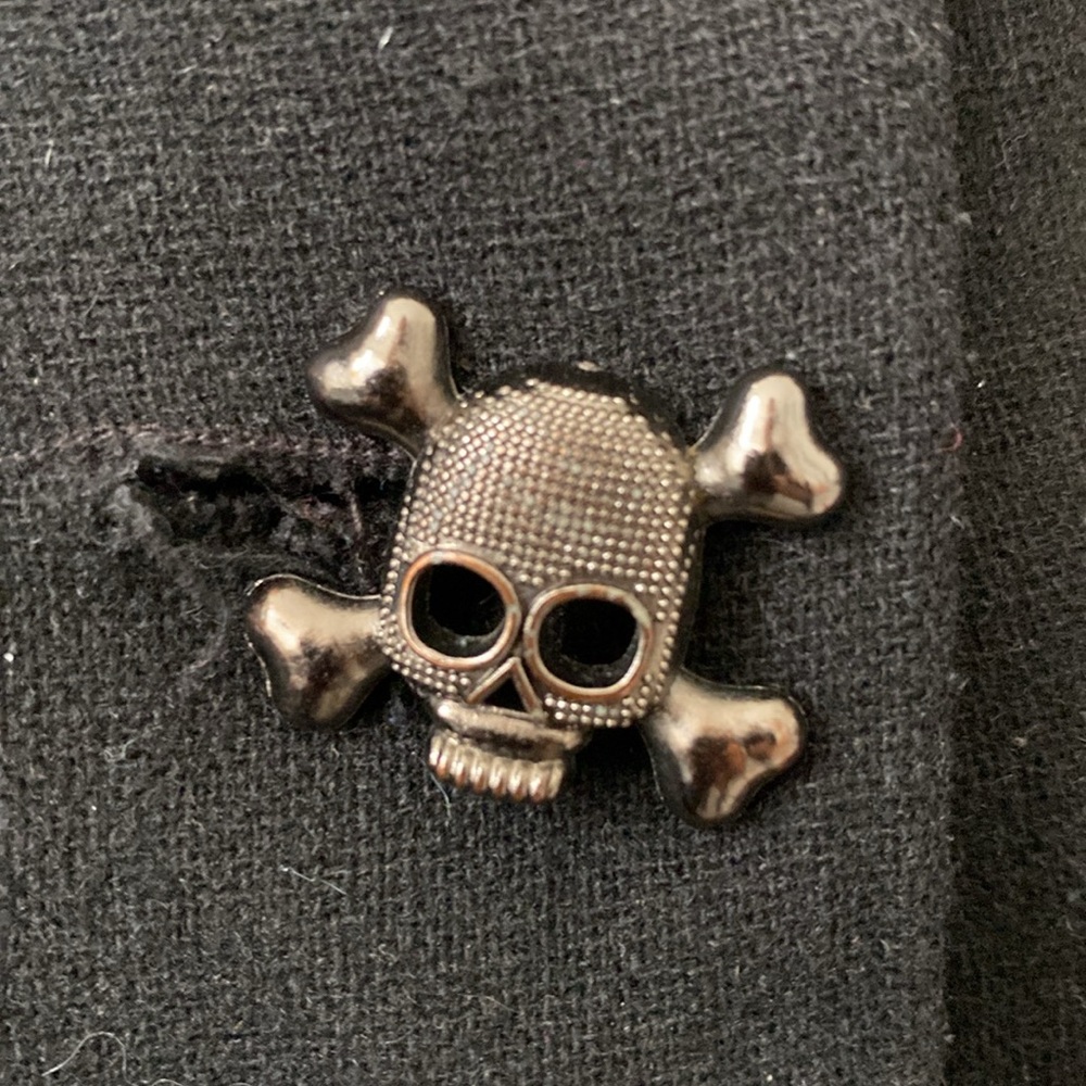 Black Trench Coat with Skull Buttons